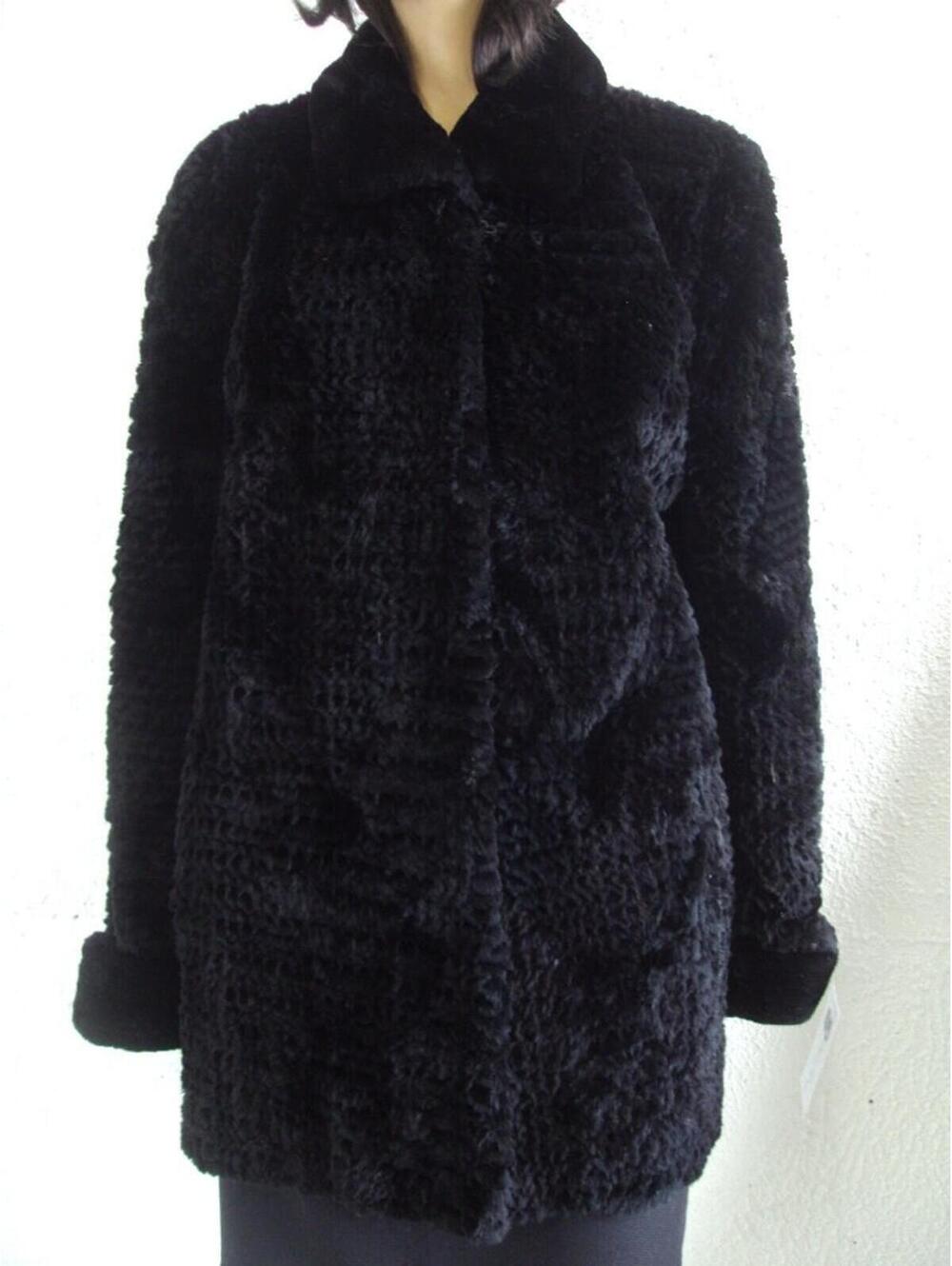 Brand New Black Sheared Beaver Fur Coat Jacket Women Woman Size 6-8